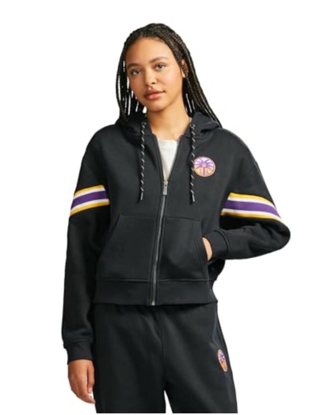 Cropped Full Zip Hooded Fleece Sweatshirt WNBA Officially Licensed
